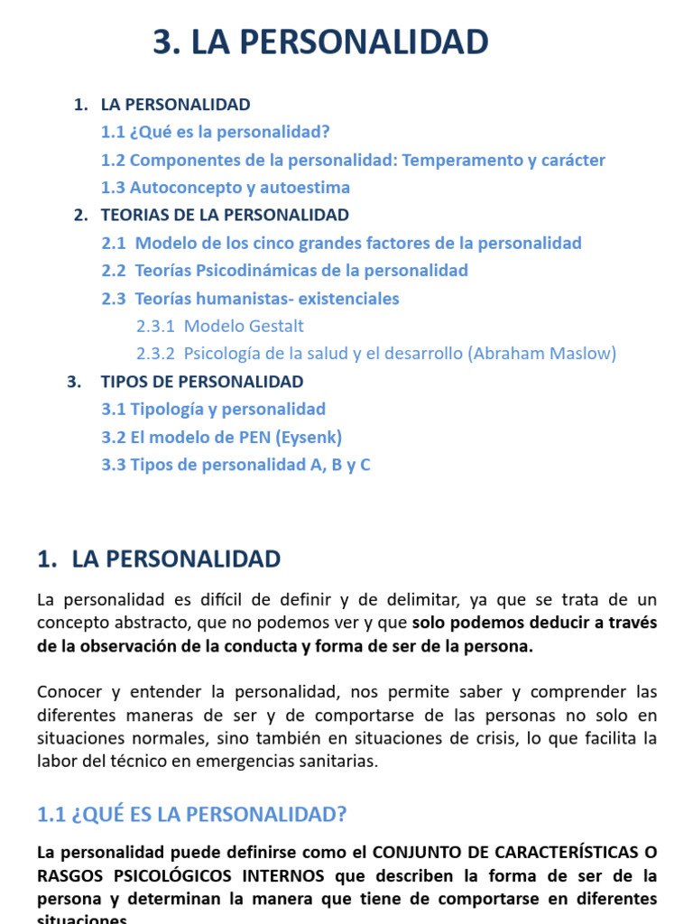 Teorías y Componentes de la Personalidad | PDF | Mente | Autoestima