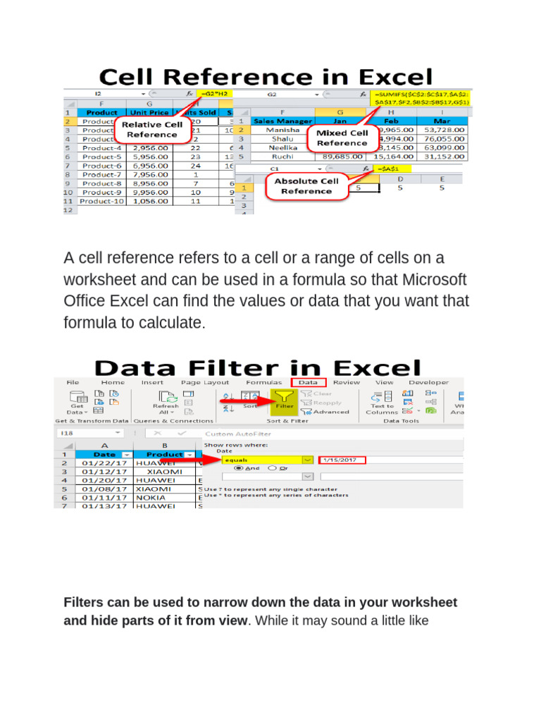 Excel Basics: Cell References & Functions | PDF