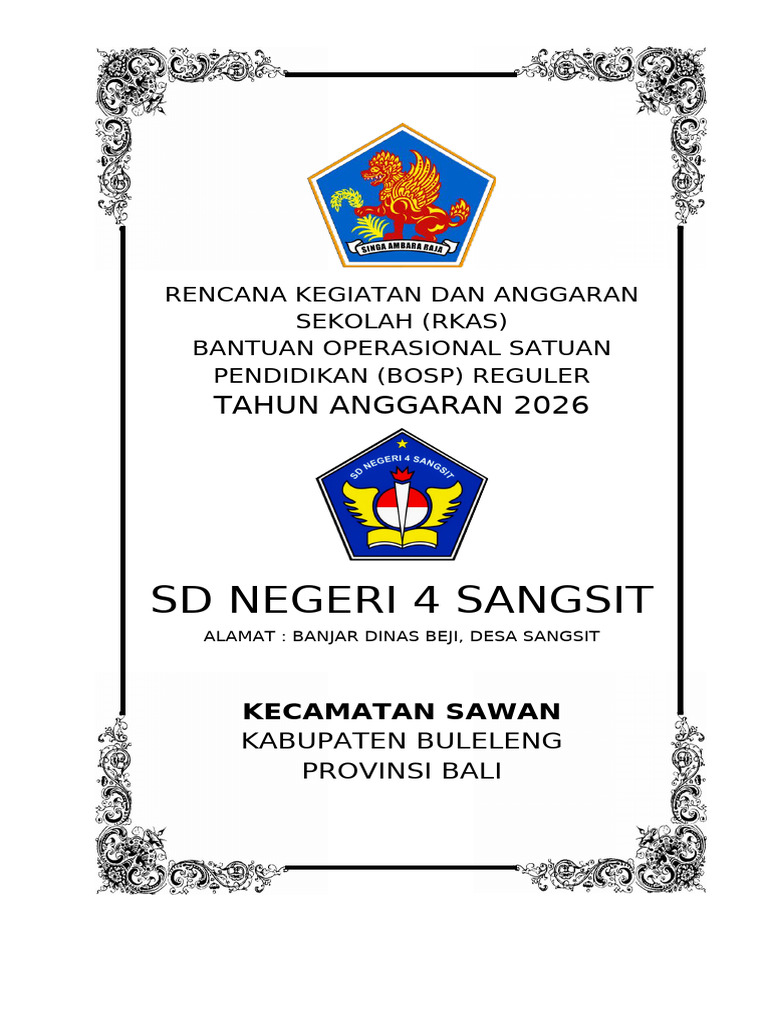 RKAS BOSP 2026 SD Negeri 4 Sangsit | PDF