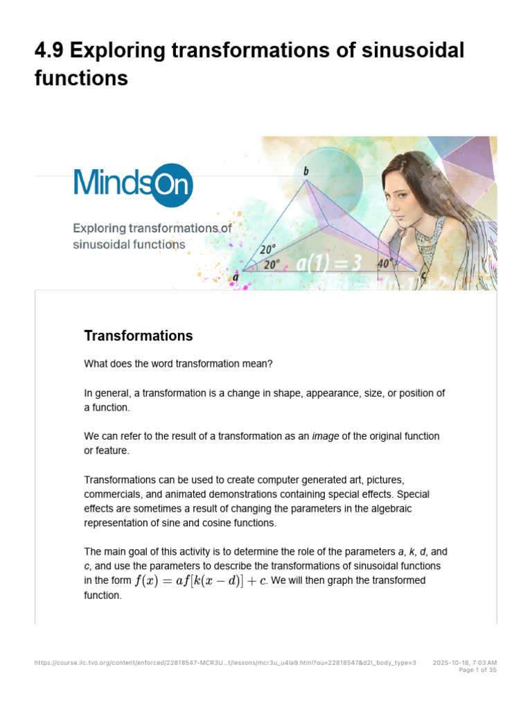 Sinusoidal Function Transformations Guide | PDF | Function (Mathematics ...