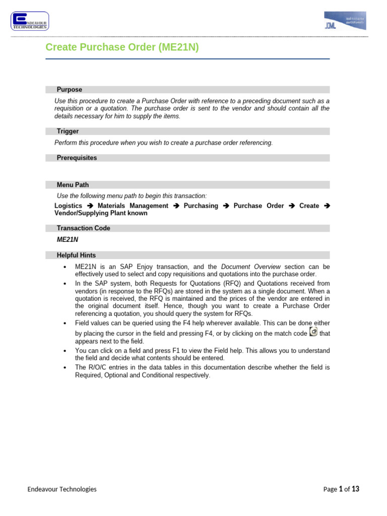 Create Purchase Order in SAP ME21N | PDF | Icon (Computing) | Pricing