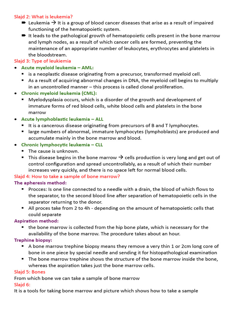 notatka leukimia | PDF | Leukemia | White Blood Cell