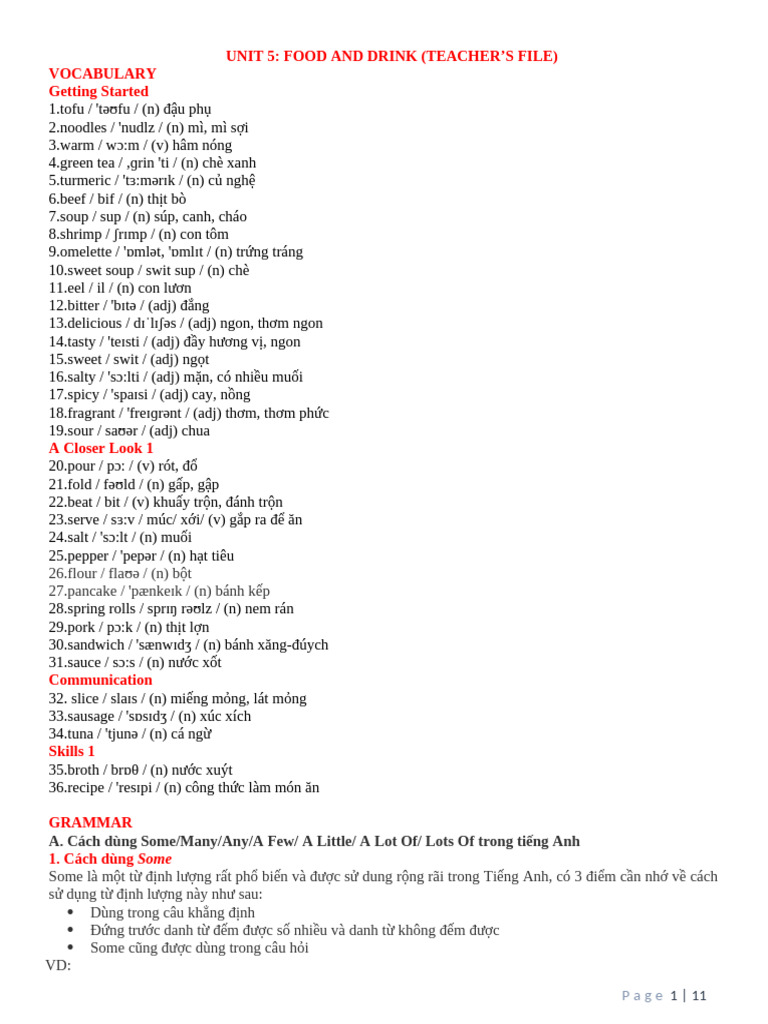 UNIT 5 GLOBAL SUCCESS 7 HS Bài tập có file nghe và giải chi tiết | PDF