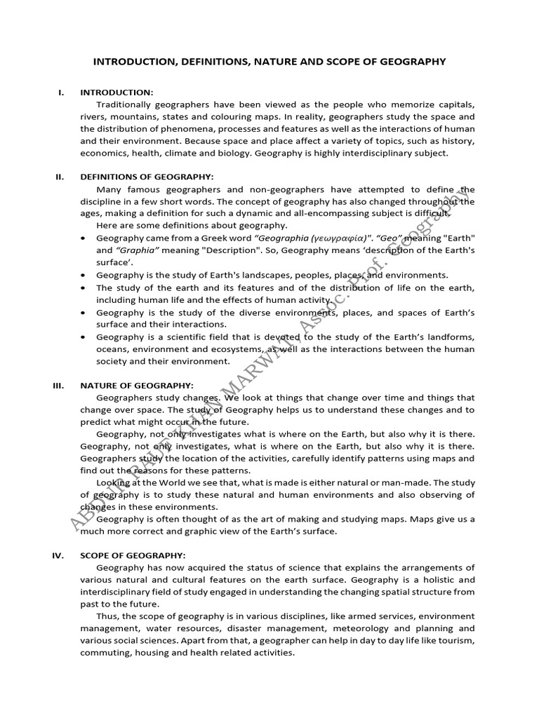 Understanding Geography: Definitions & Scope | PDF | Geography ...