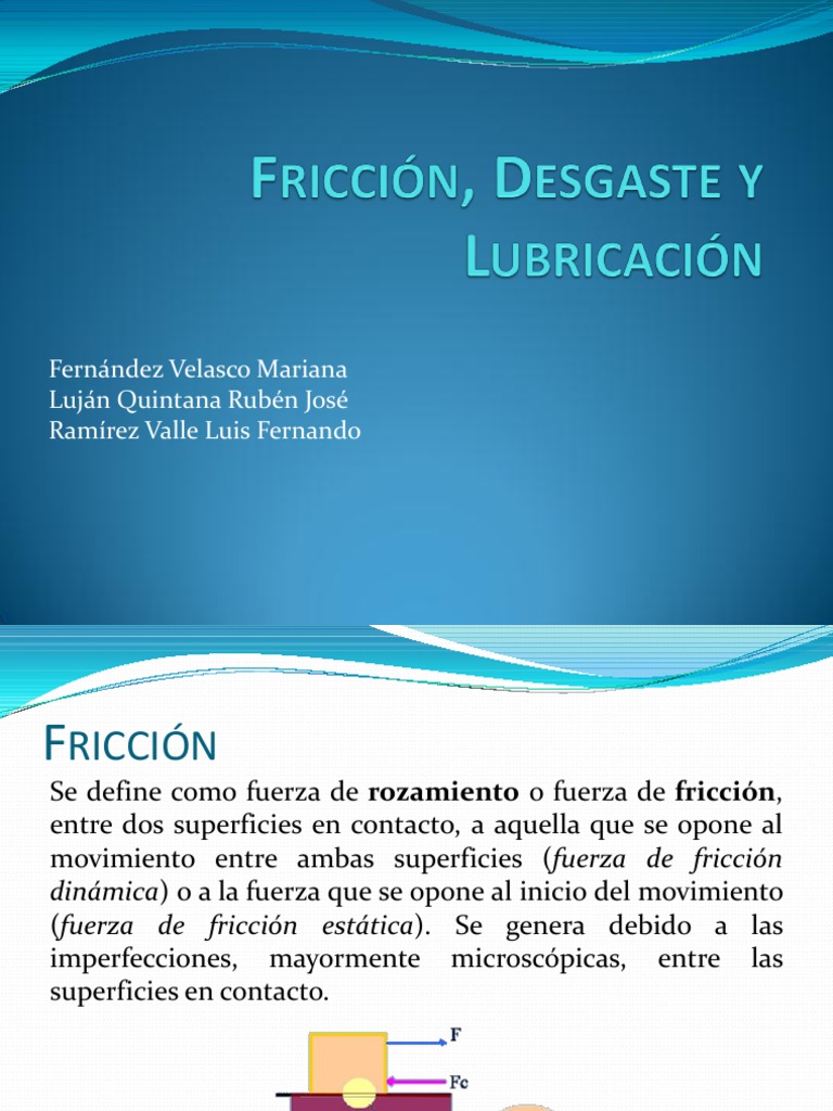 Fricción, Desgaste y Lubricación | PDF | Fricción | Lubricante
