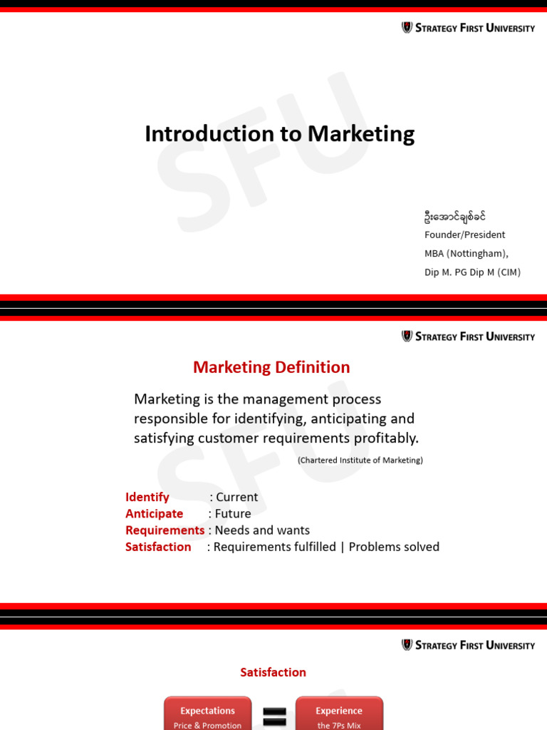 Topic-1 Introduction To Marketing Management | PDF | Marketing | Customer