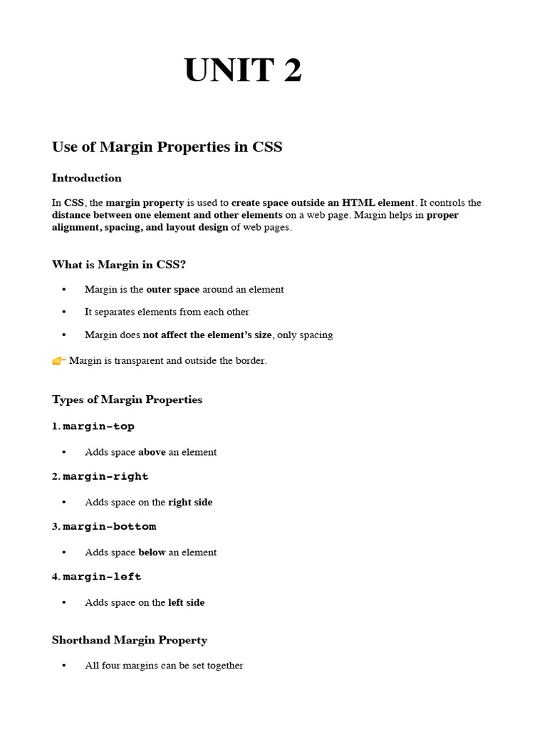 CSS Margin and Layout Properties Guide | PDF | Computing | Typography