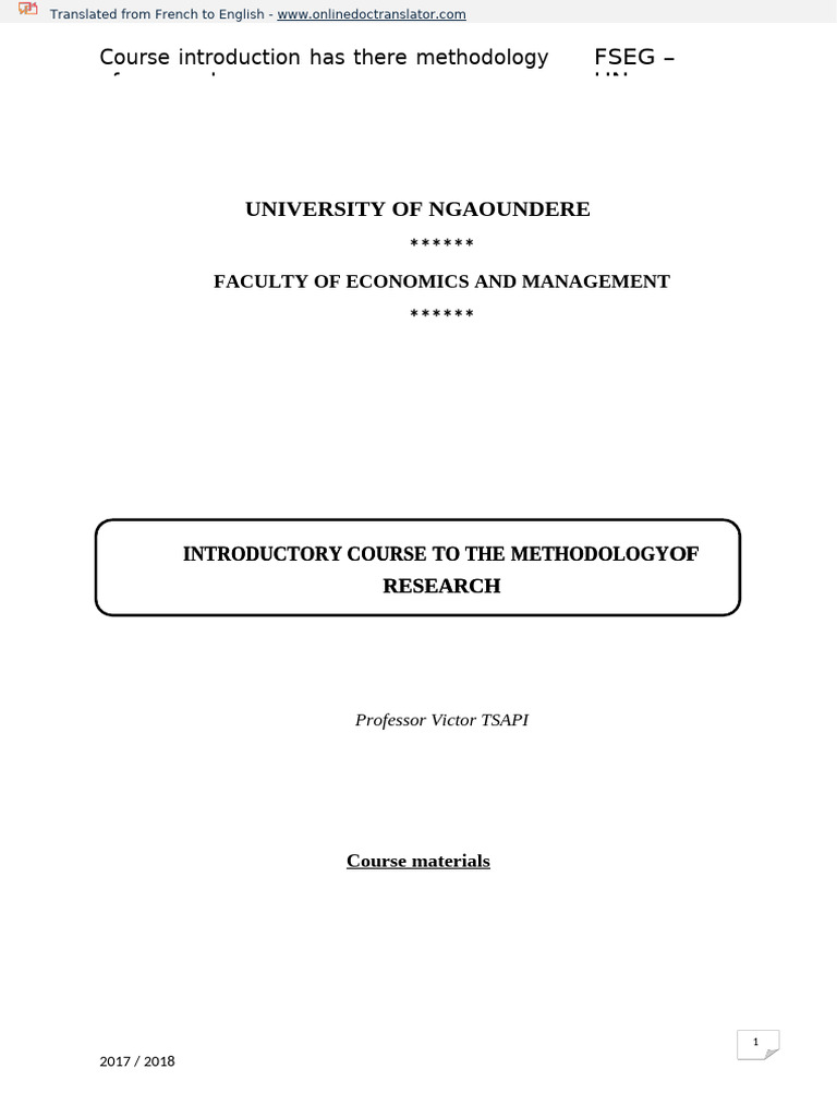 Research Methodology Course Overview | PDF | Sampling (Statistics ...