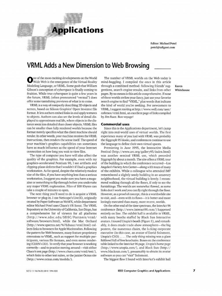 Exploring VRML for 3D Web Experiences | PDF | World Wide Web | Internet ...