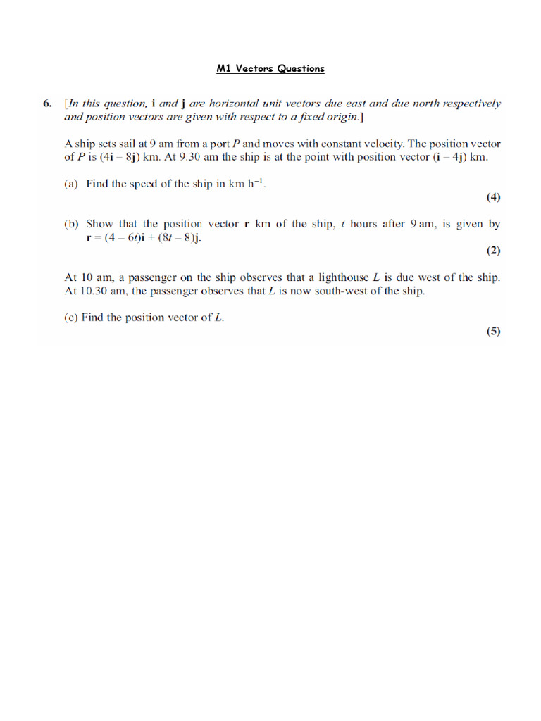 Kinematics and Vectors Mock Exam Questions | PDF | Acceleration | Speed