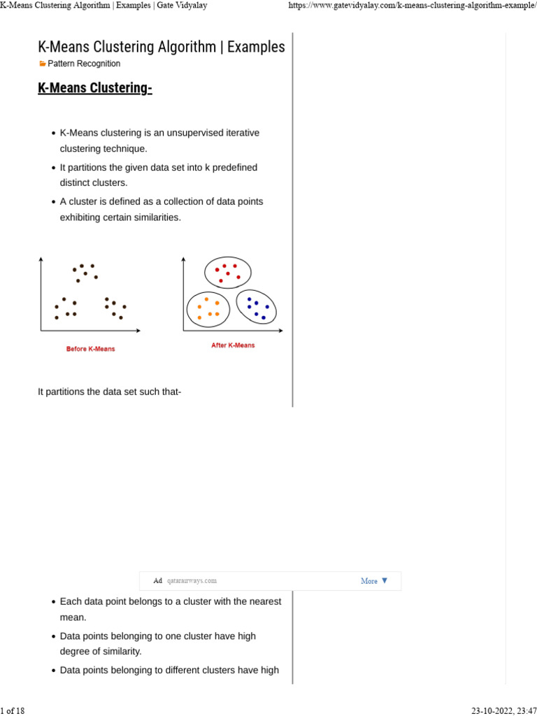 K-Means Clustering Algorithm Examples Gate Vidyalay | PDF | Cluster ...
