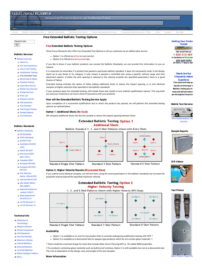 Free Extended Ballistic Testing Options - Close Focus Research ...