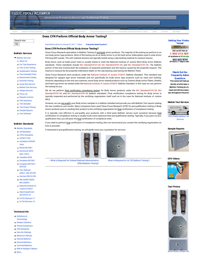 Does CFR Perform Official Body Armor Testing - Close Focus Research ...