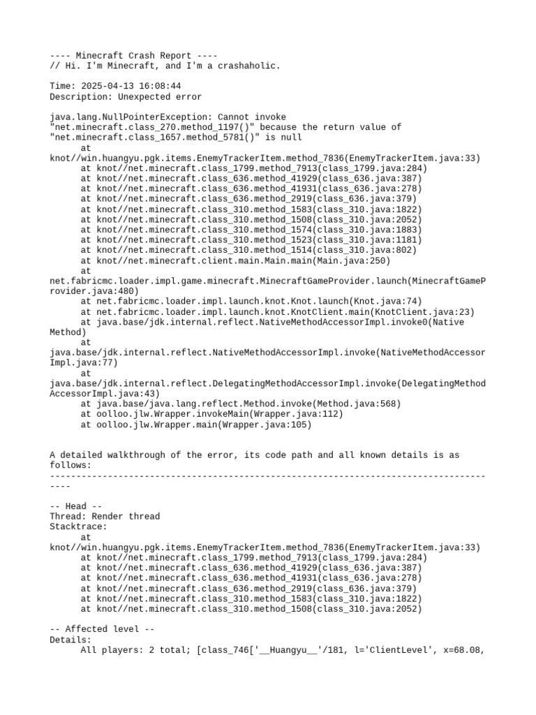 Minecraft Crash Report Analysis 2025 | PDF | Graphics Processing Unit ...