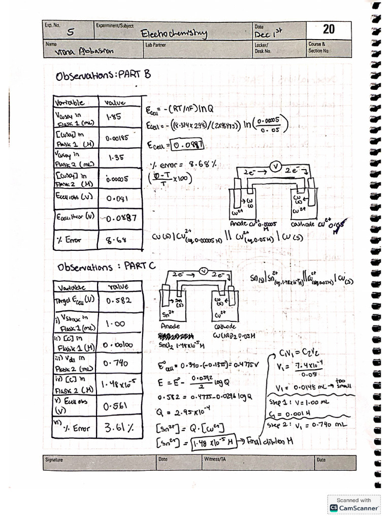 Chemistry Lab 5 Observations 3 | PDF