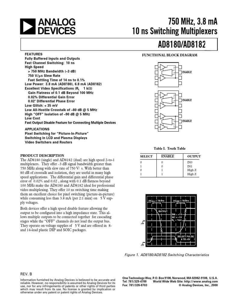 AD8180_8182 | PDF | Electrical Circuits | Electronic Circuits
