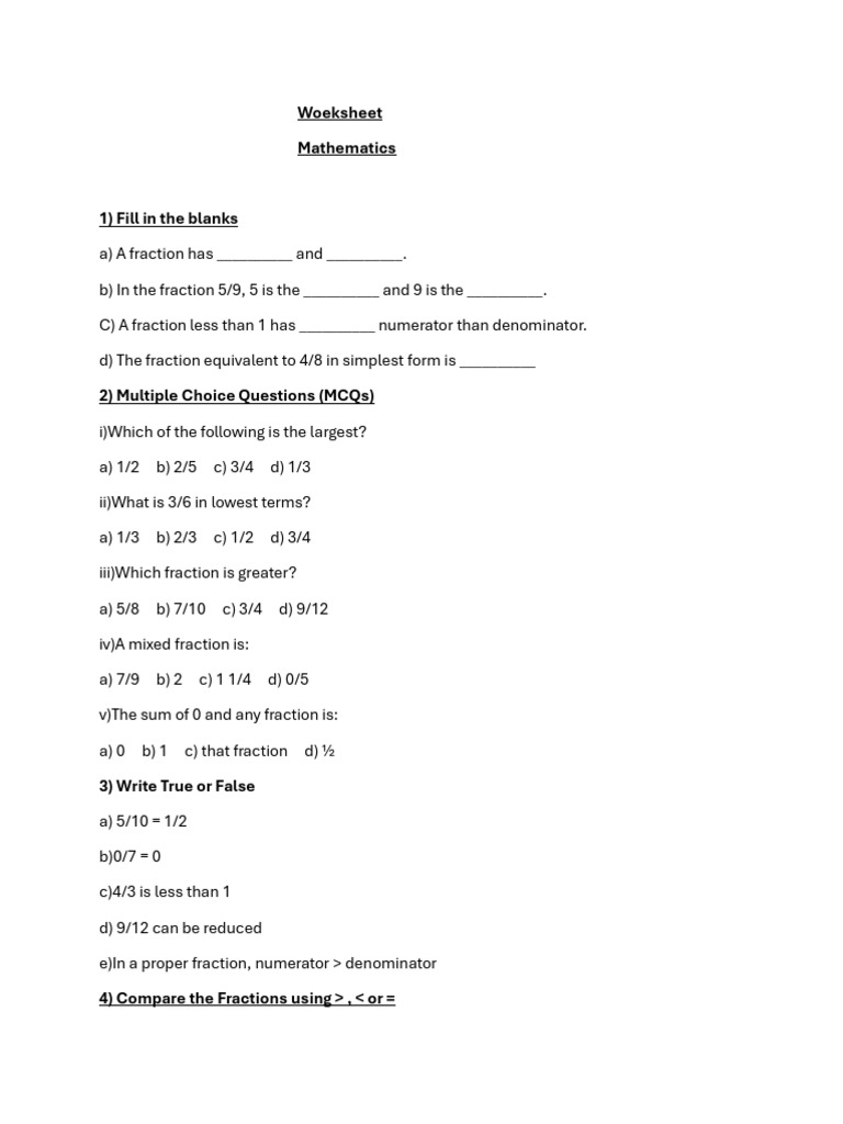 Mathematics Worksheet | PDF
