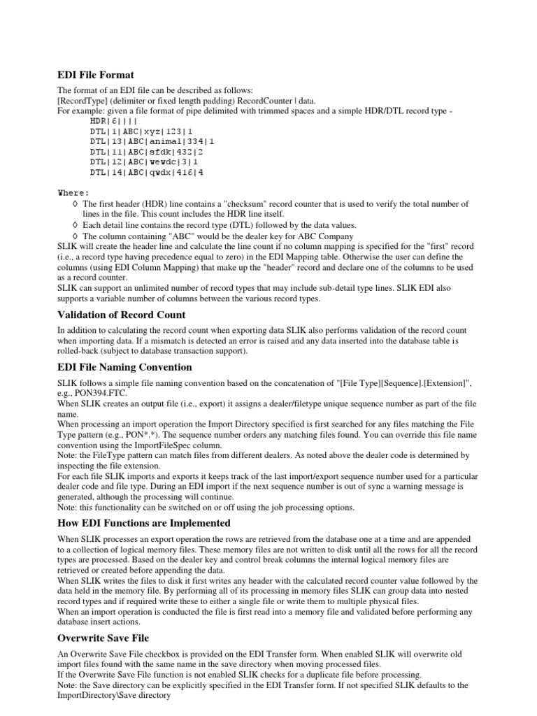 EDI File Format File Format Specification (Technical Standard