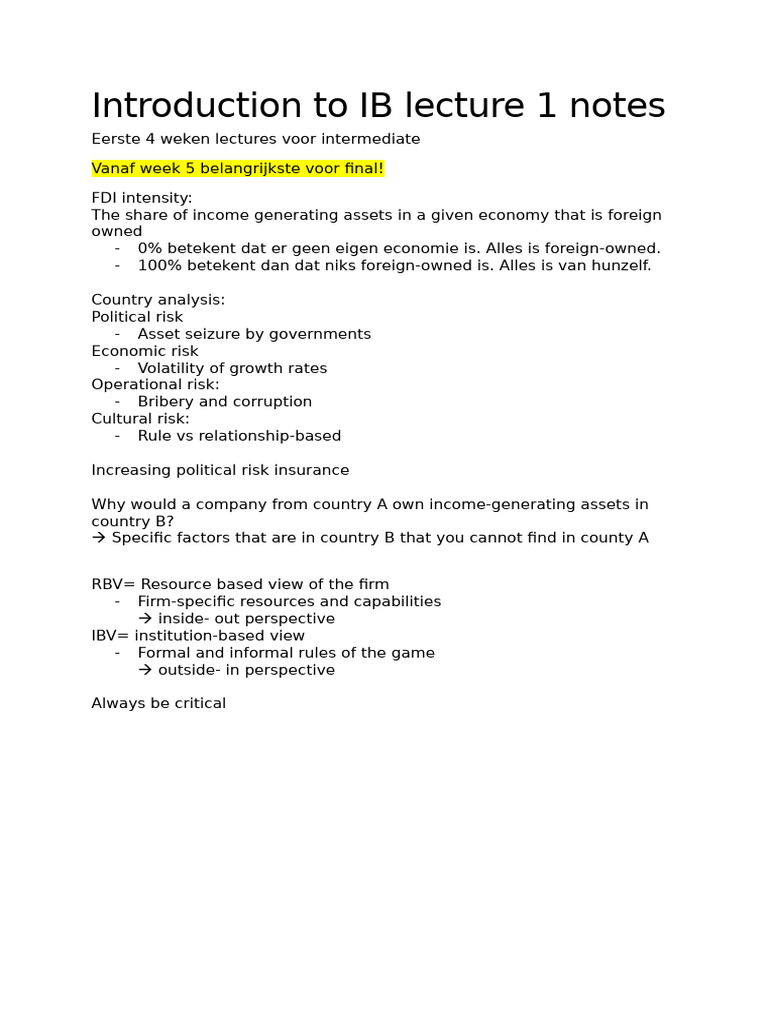 Introduction To IB Lecture Notes | PDF | Exchange Rate | Gross Domestic ...