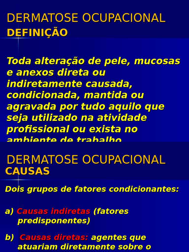 Causas e Diagnóstico da Dermatoses Ocupacionais | PDF | Dermatite | Pele