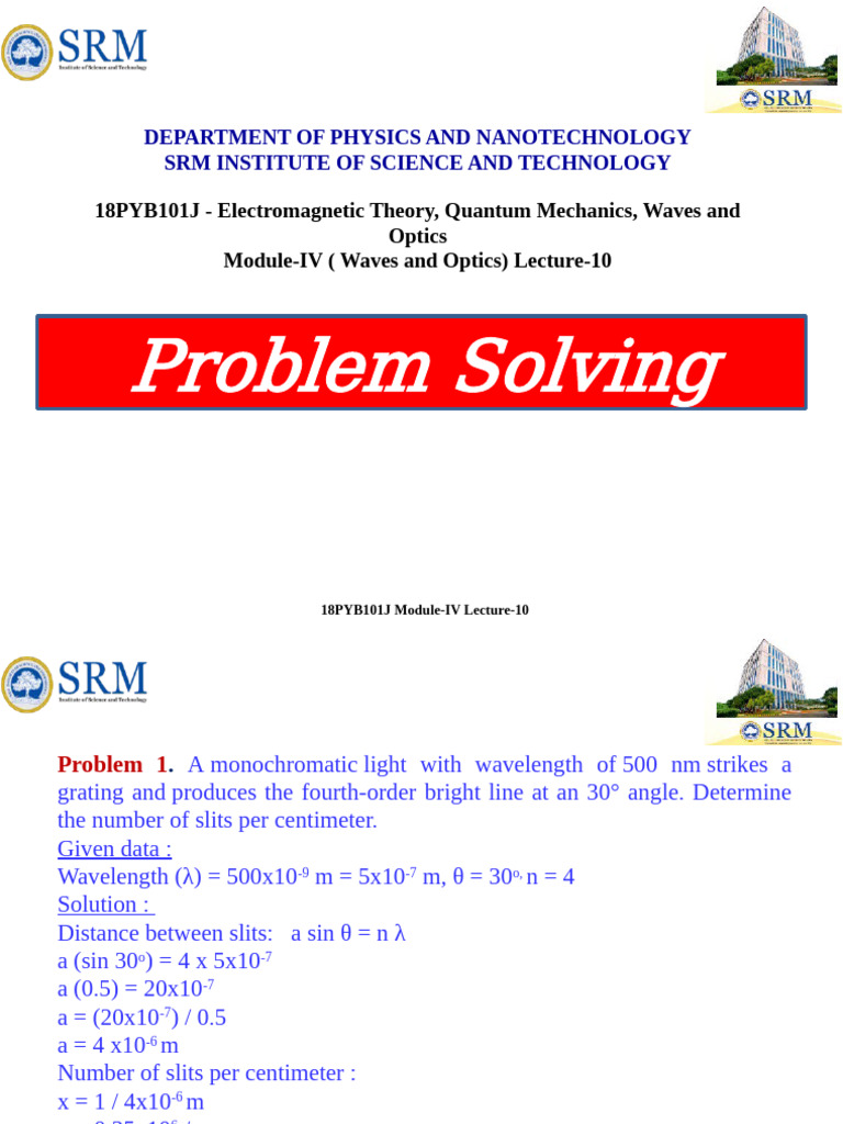 Waves and Optics Problem Solving | PDF | Light | Wavelength