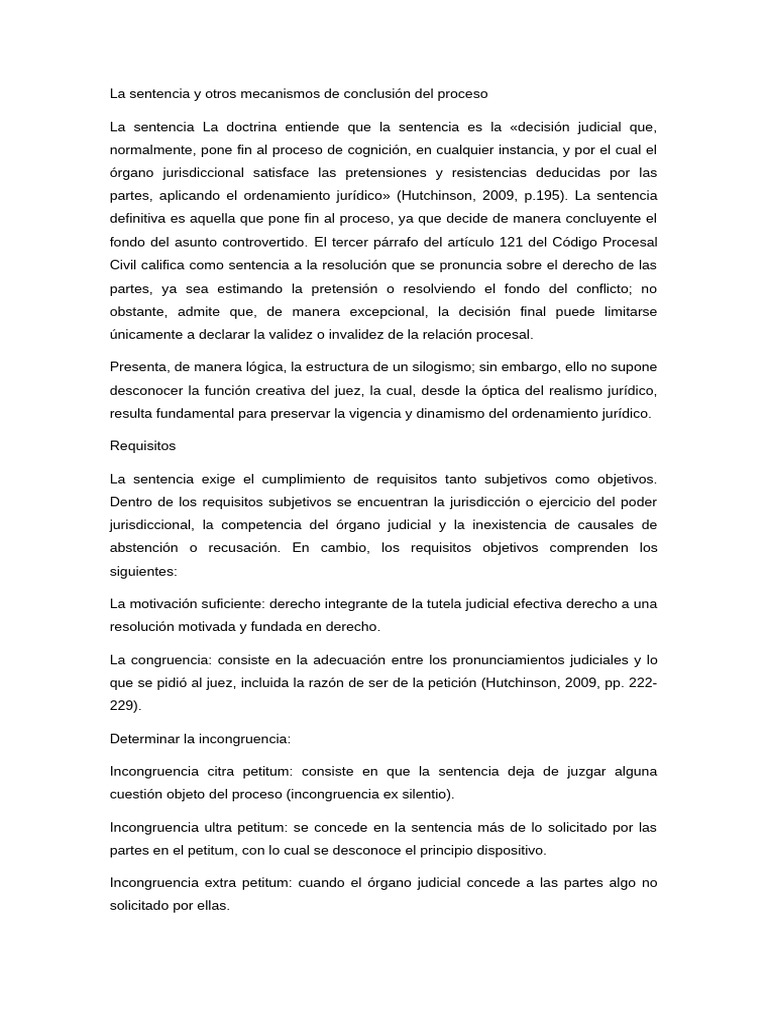 Mecanismos y Efectos de la Sentencia Judicial | PDF | Sentencia (ley ...