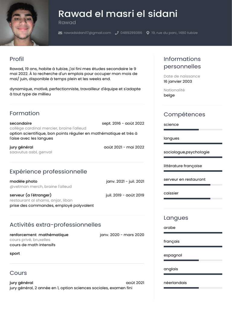 Profil de Rawad : Jeune diplômé motivé | PDF
