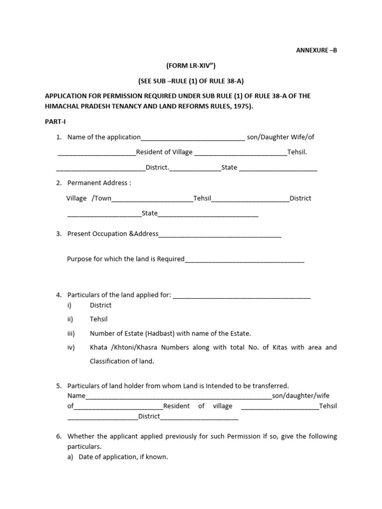 Himachal Land Transfer Permission Application | PDF | Justice | Crime ...