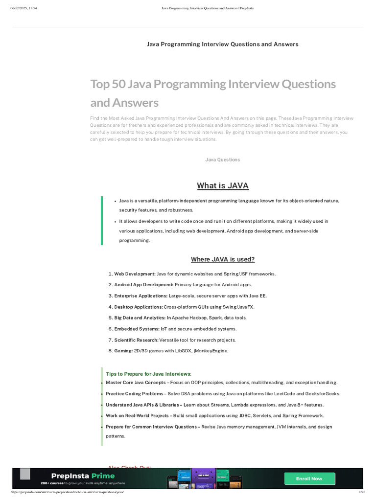 Top Java Interview Questions & Answers | PDF | Java Virtual Machine ...
