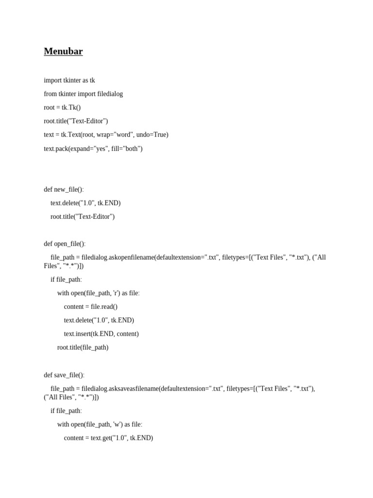 Menu Bar | PDF