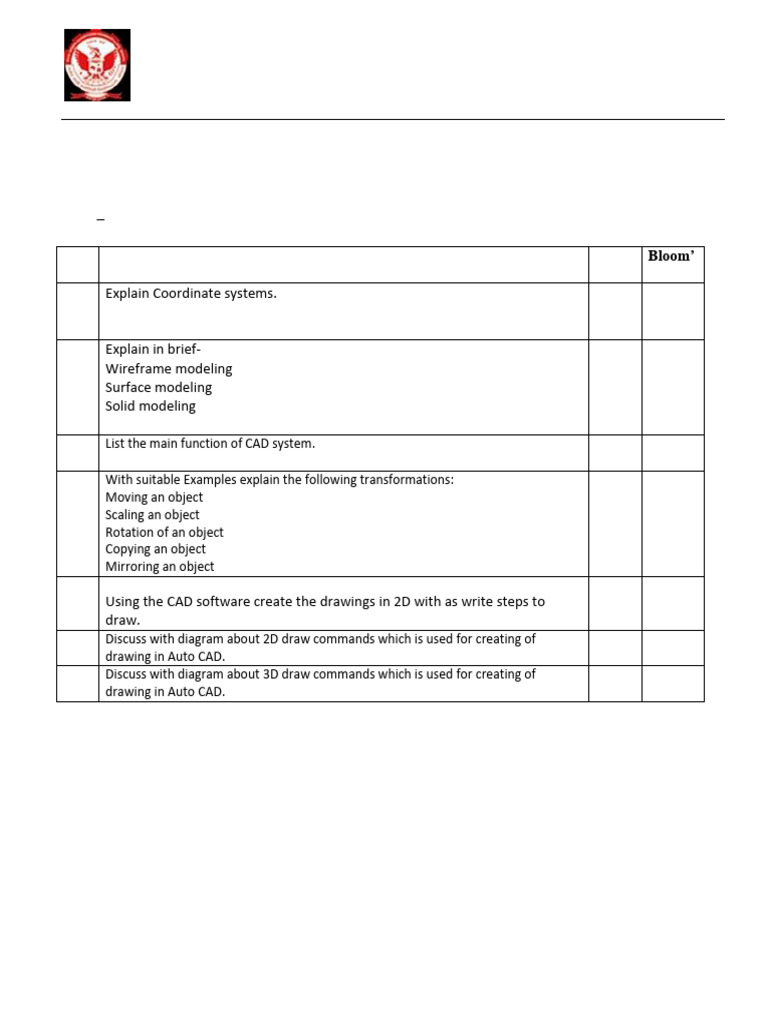 Mechanical Engineering CAD Assignment 3 | PDF