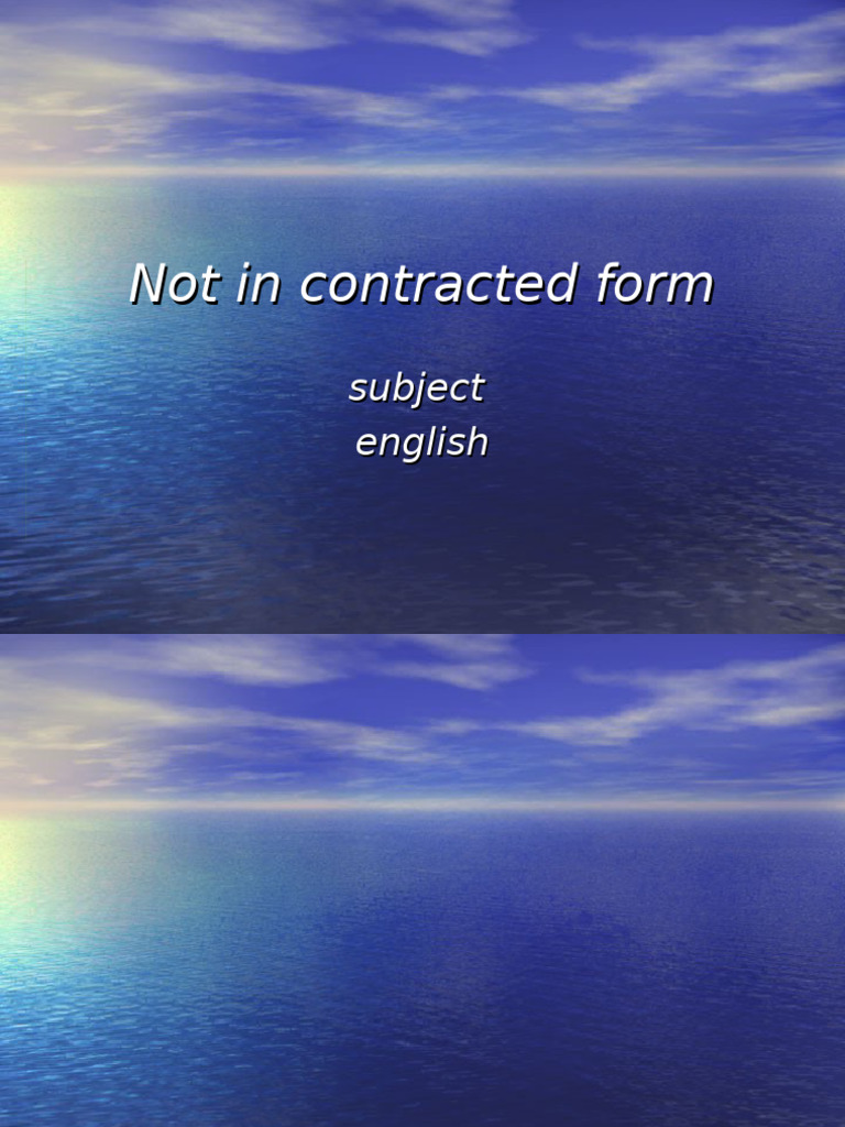 Not in Contracted Form Yuvanesh | PDF