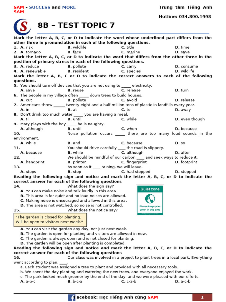 Test B TR G8 - Topic 7 | PDF | Natural Environment