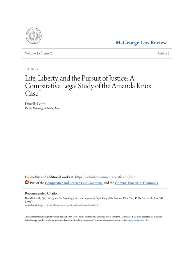 Comparative Study of Amanda Knox Case | PDF | Confession (Law) | Crimes