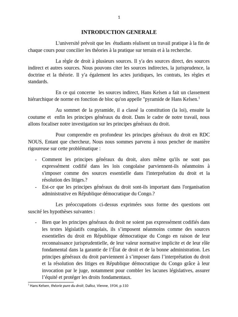 Principes généraux du droit en RDC | PDF | Loi | Constitution