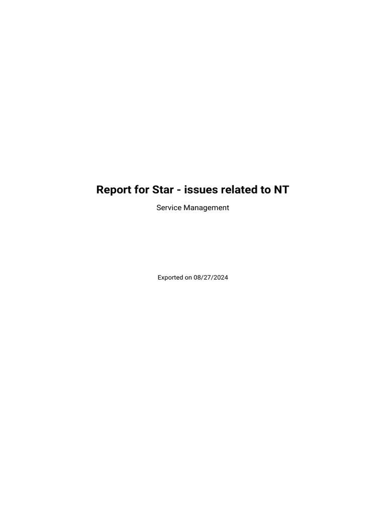 Report For Star - Issues Related To NT-V38-20240827 - 115100 | PDF