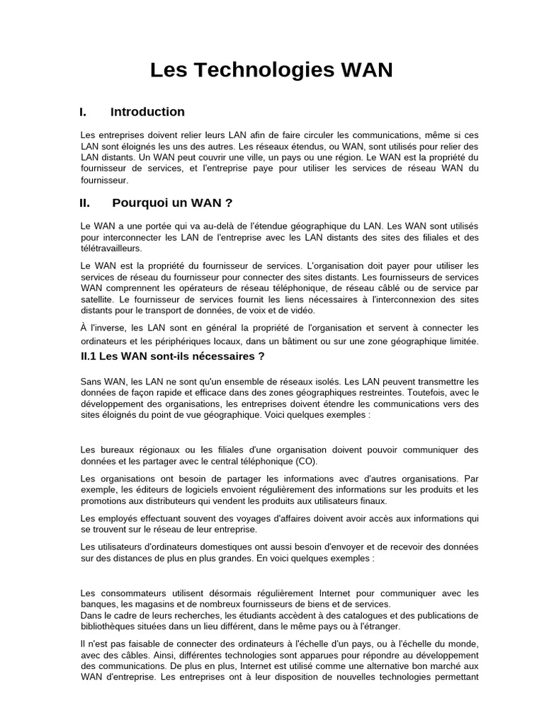 Comprendre les Technologies WAN | PDF | Débit binaire | Modem