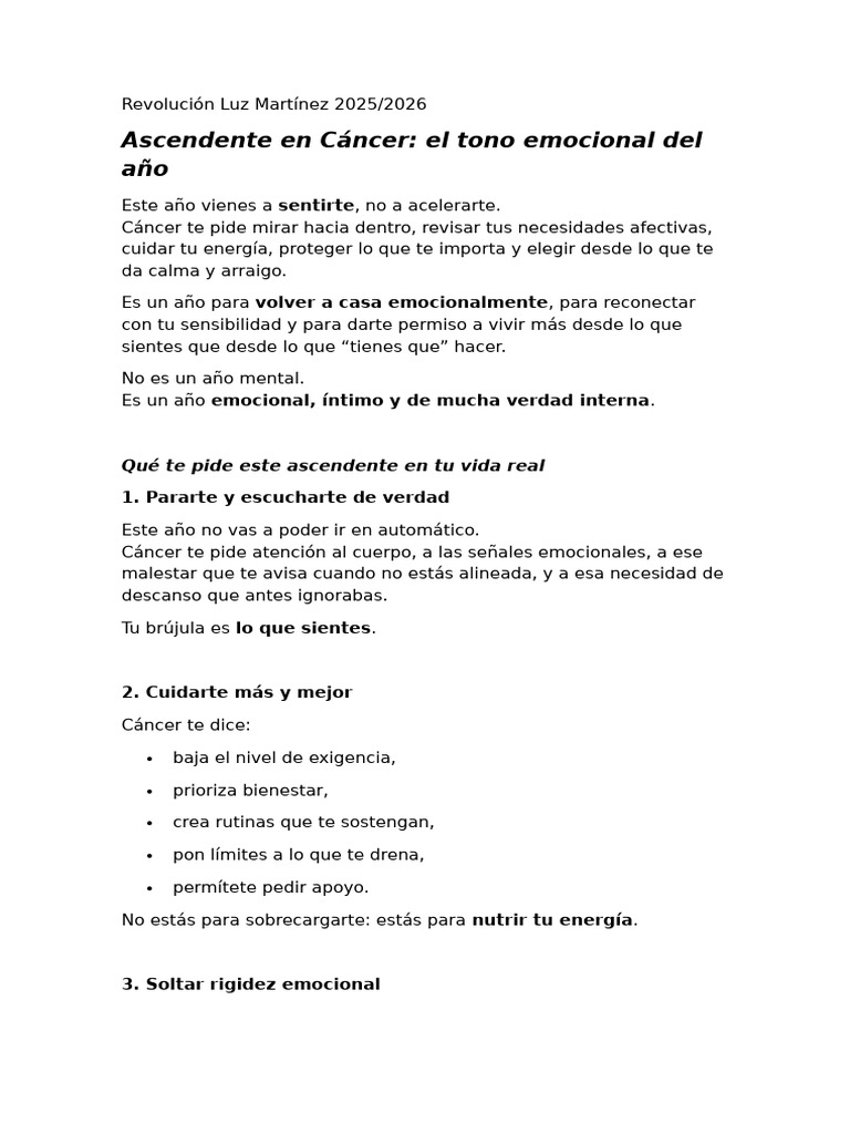 Ascendente en Cáncer 2025: Emociones y Crecimiento | PDF | Las ...