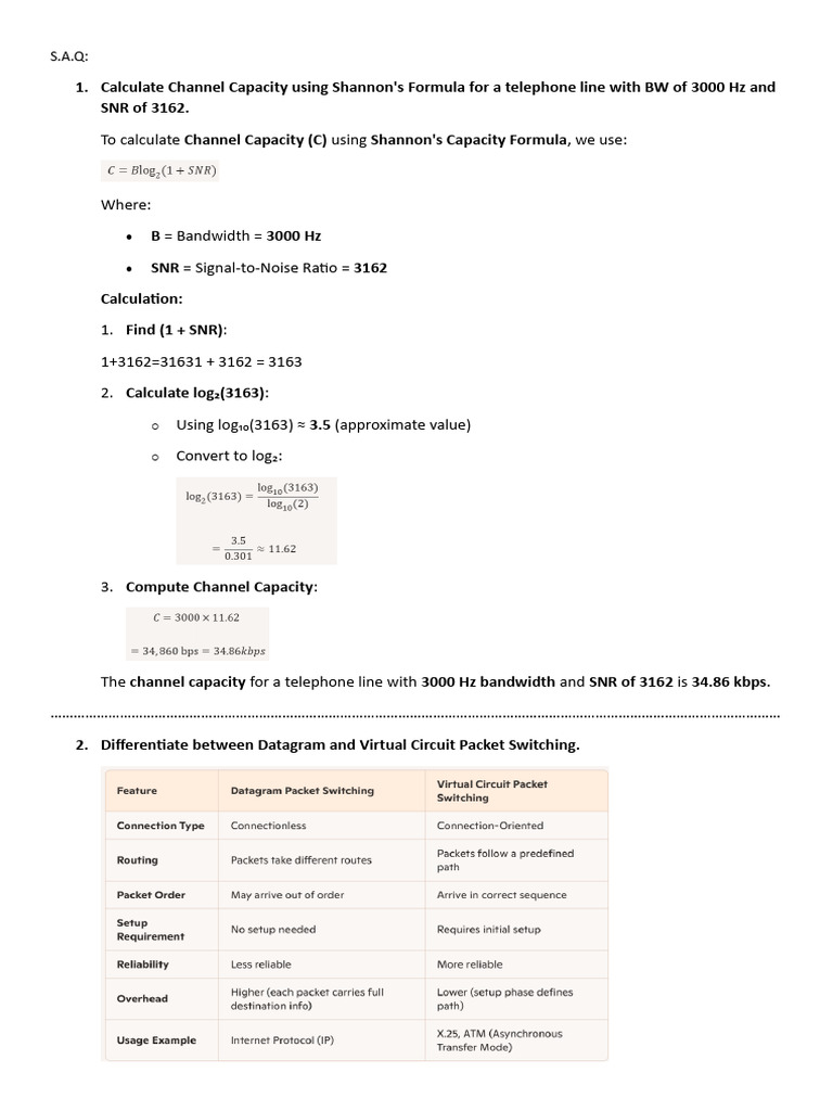 Networking Concepts and Calculations Guide | PDF | Transmission Control ...