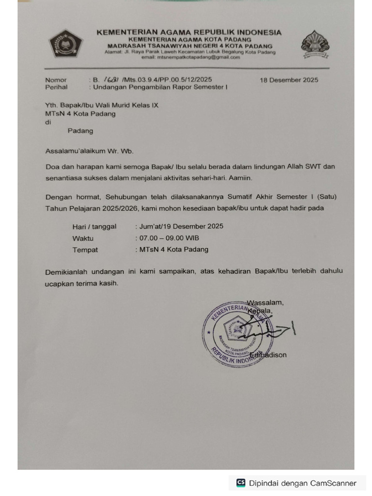 Pengambilan Rapor Kelas IX | PDF