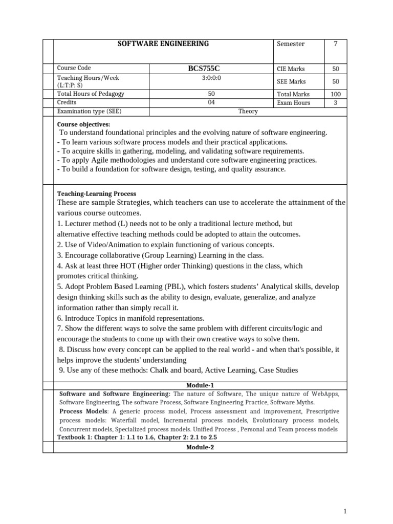Software Engineering Course Overview | PDF | Agile Software Development ...