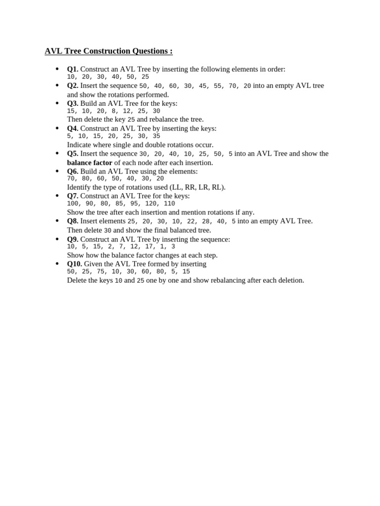 Avl Tree Question | PDF