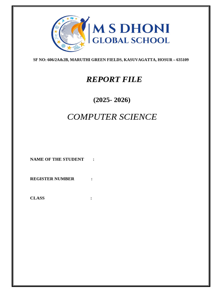 Computer Science Report File 2025-2026 | PDF
