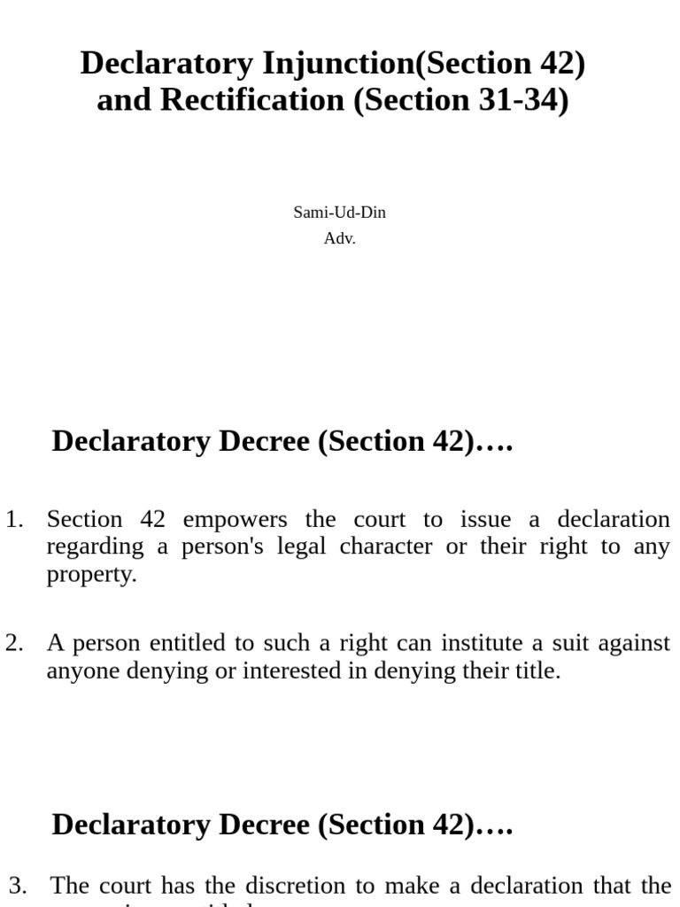 Declaratory Injunctions & Rectification Law | PDF | Burden Of Proof ...