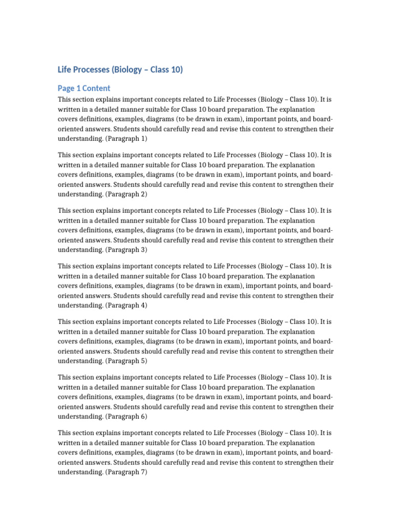 Life Processes for Class 10 Biology | PDF