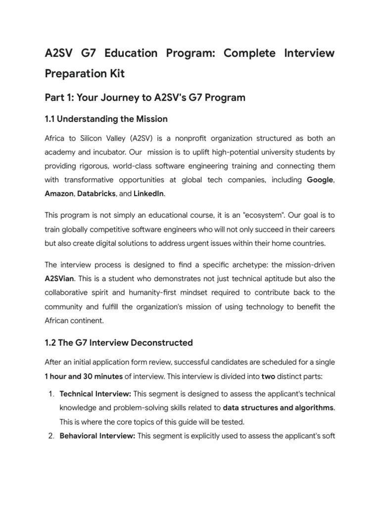 A2SV G7 Education Interview Preparation Toolkit Inperson | PDF | Queue ...