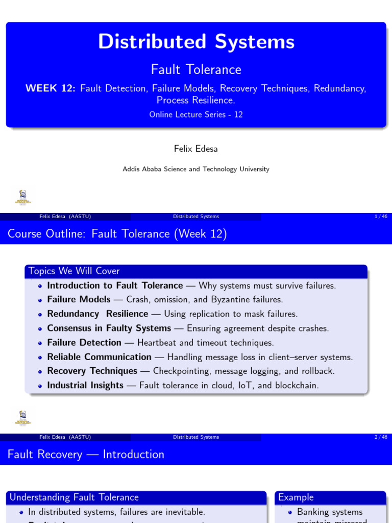 Fault Tolerance in Distributed Systems | PDF | Reliability Engineering ...