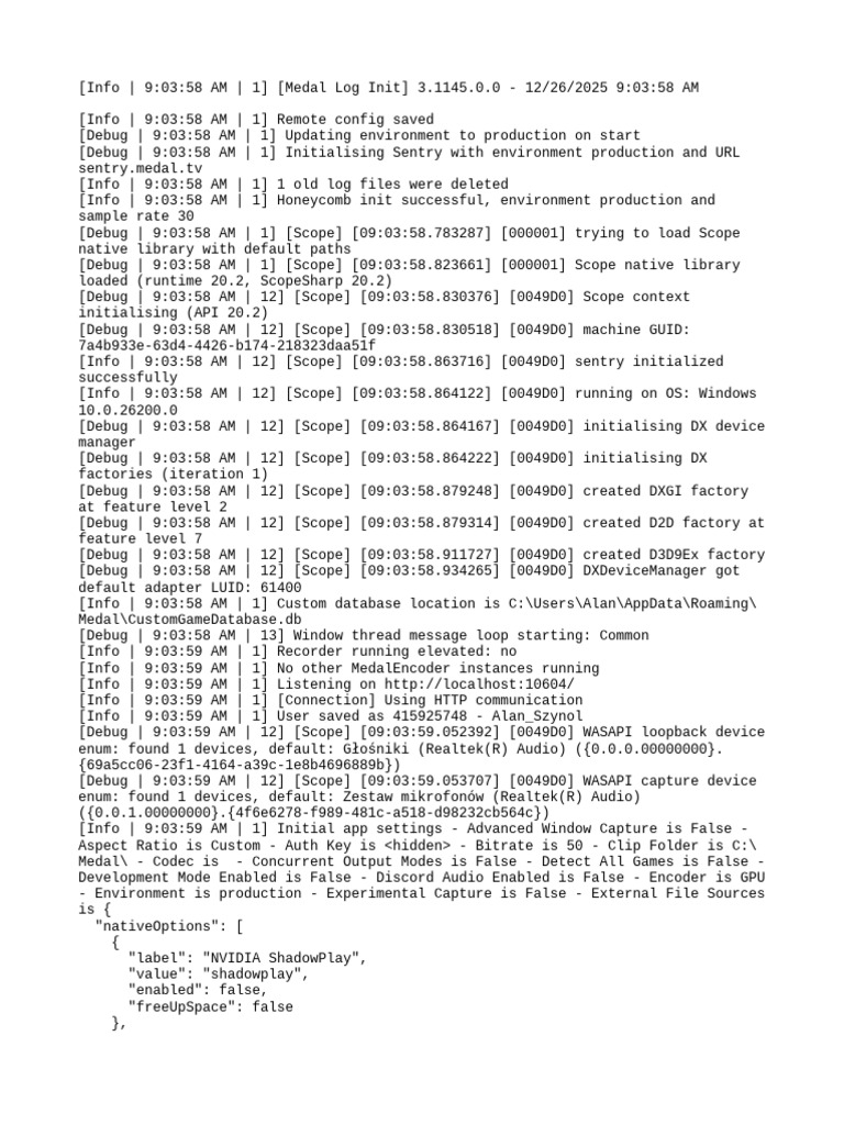 Medal Log Initialization Report | PDF | Graphics Processing Unit ...