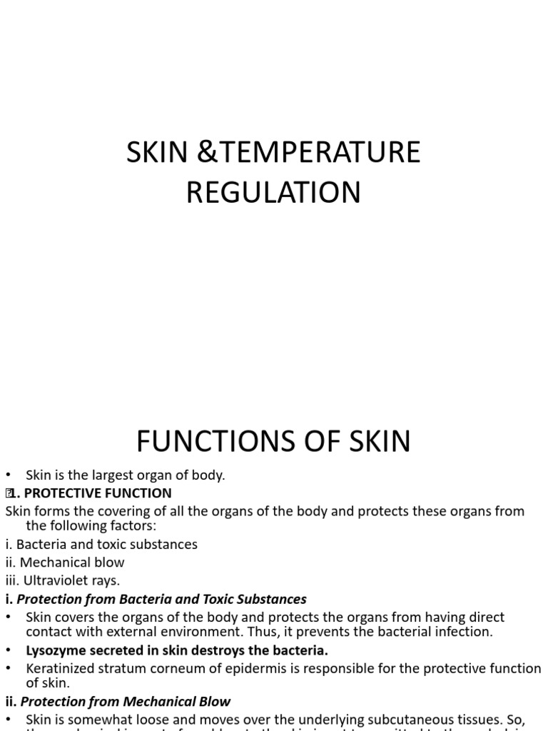 Skin Functions and Temperature Regulation | PDF | Skin | Thermoregulation
