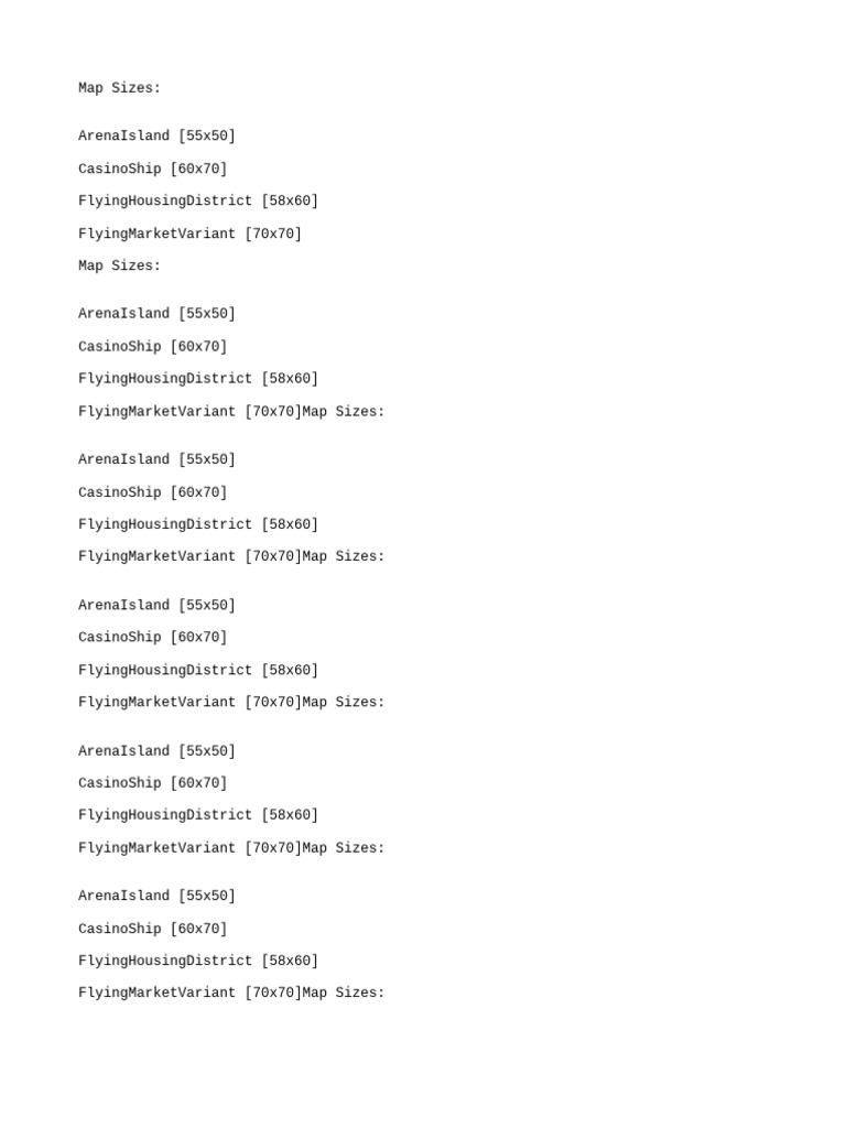 Map Sizes for Game Environments | PDF